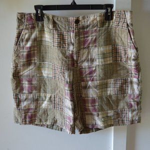 Nautica Patchwork Madras Plaid Bermuda Golf Preppy Y2K Shorts Classic Size 36 W